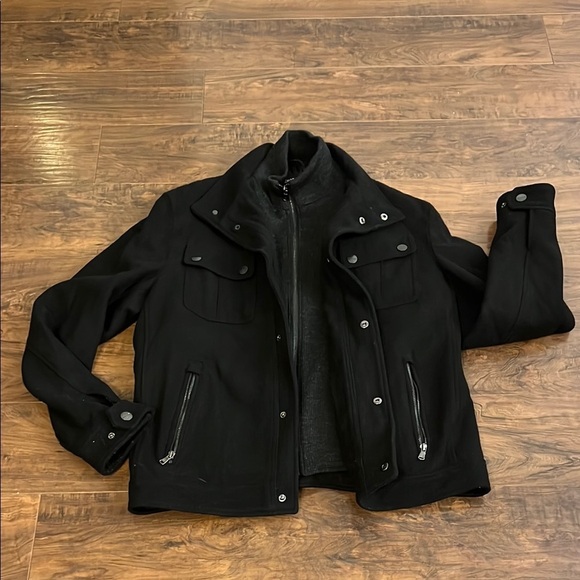 Michael Kors Heavy Black Wool Jacket with Stand-Up Collar - Picture 4 of 16